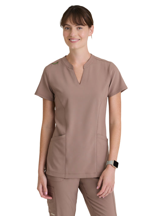 Women's Two Pocket Notch Sky Scrub Top - GSST298 - Driftwood