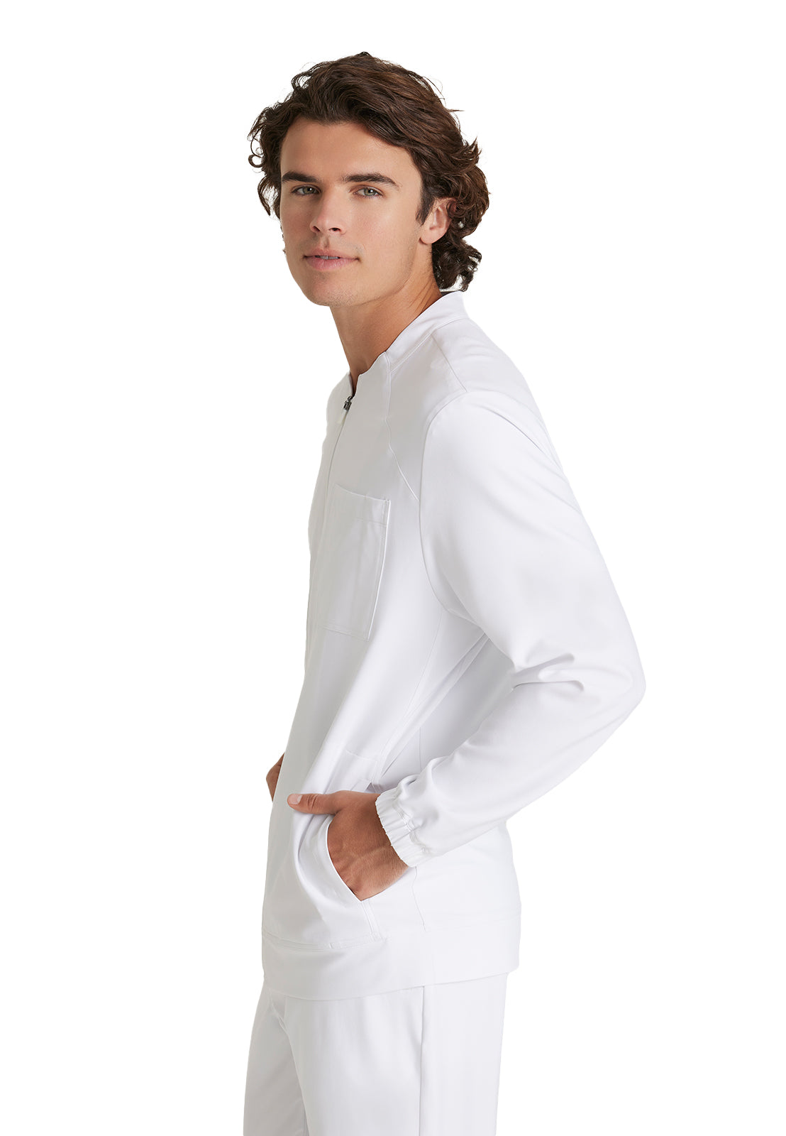 Men's Three-Pocket Banded Collar Cycle Scrub Jacket