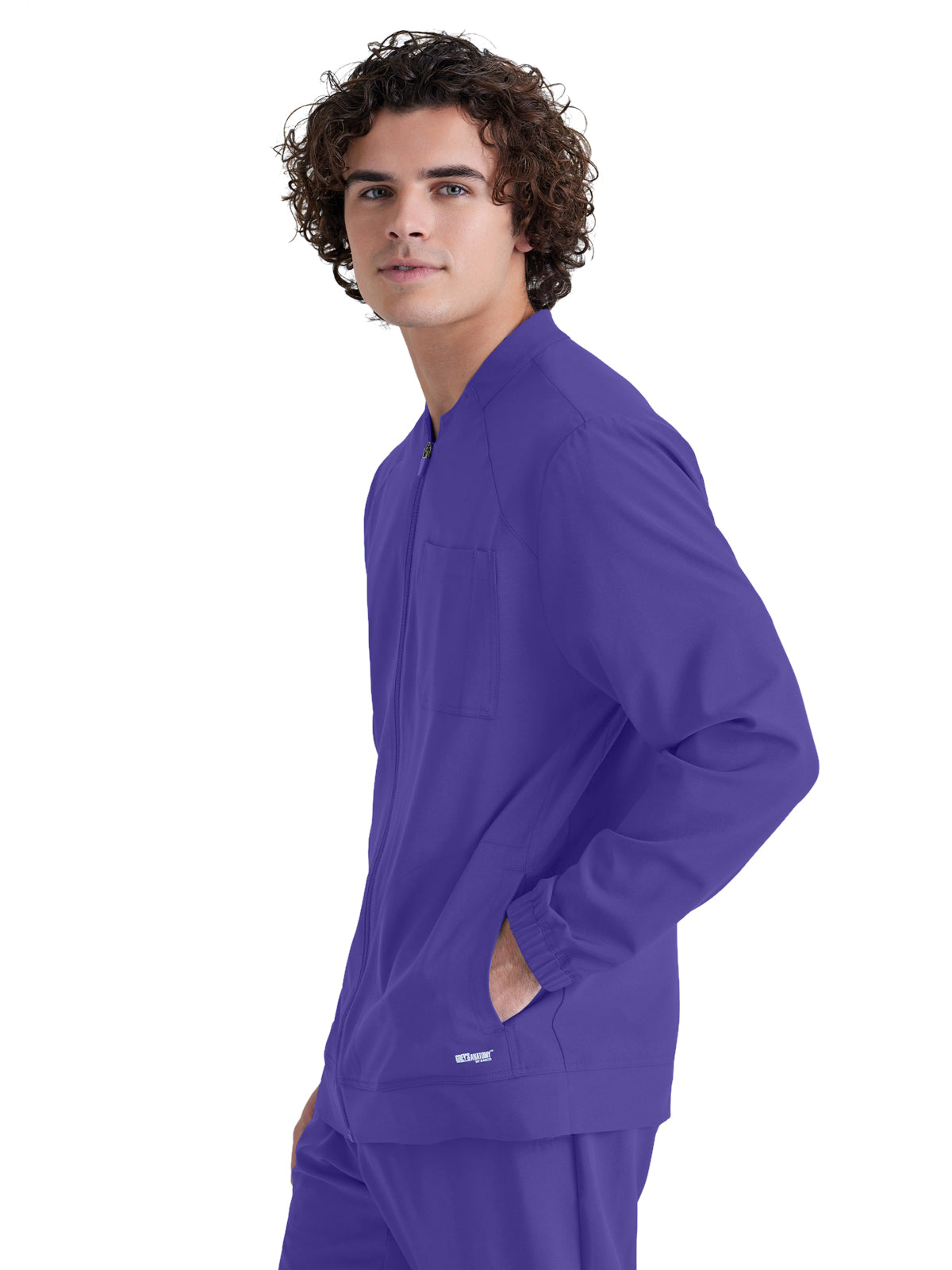 Men's Three-Pocket Banded Collar Cycle Scrub Jacket