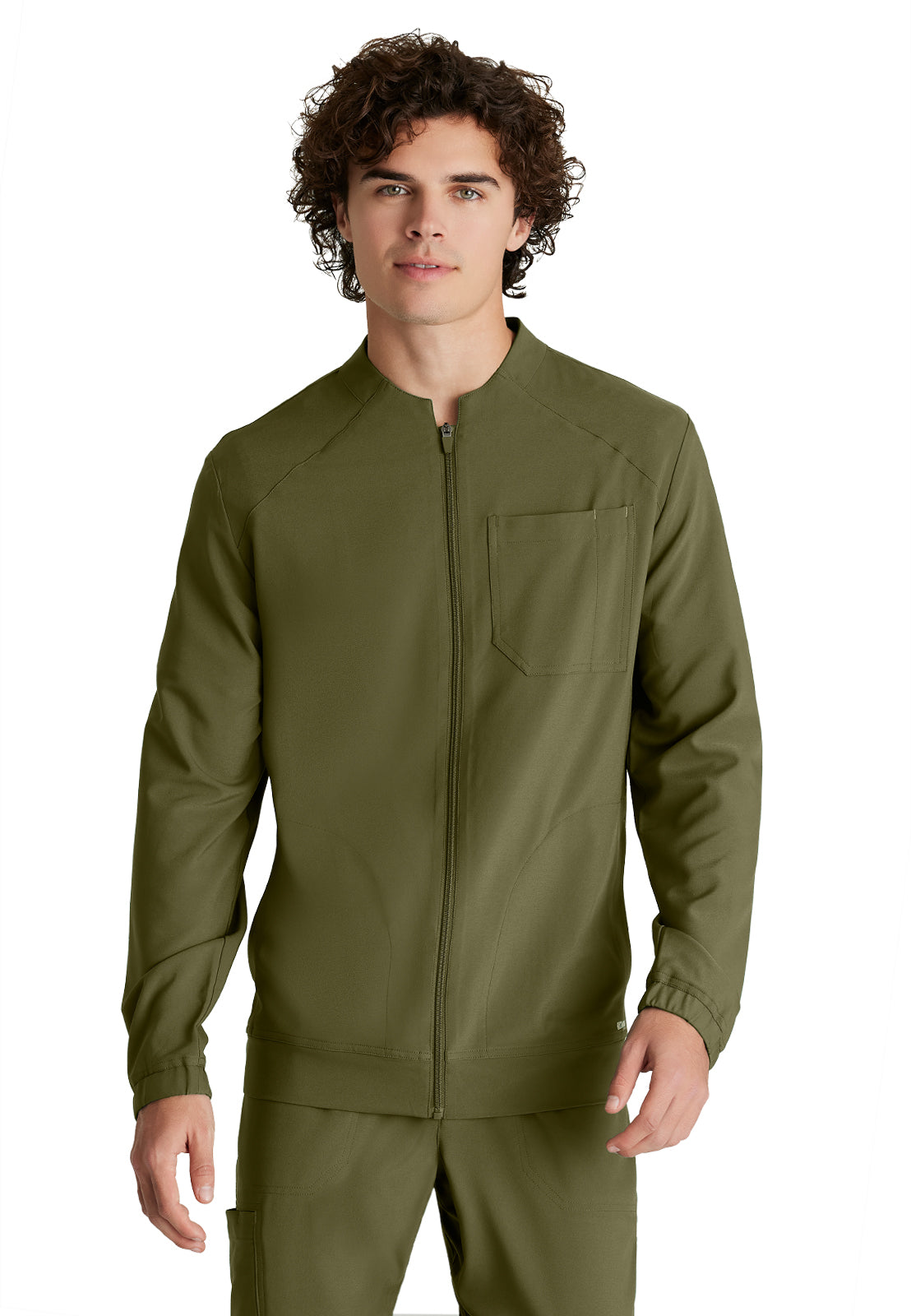 Men's Three-Pocket Banded Collar Cycle Scrub Jacket