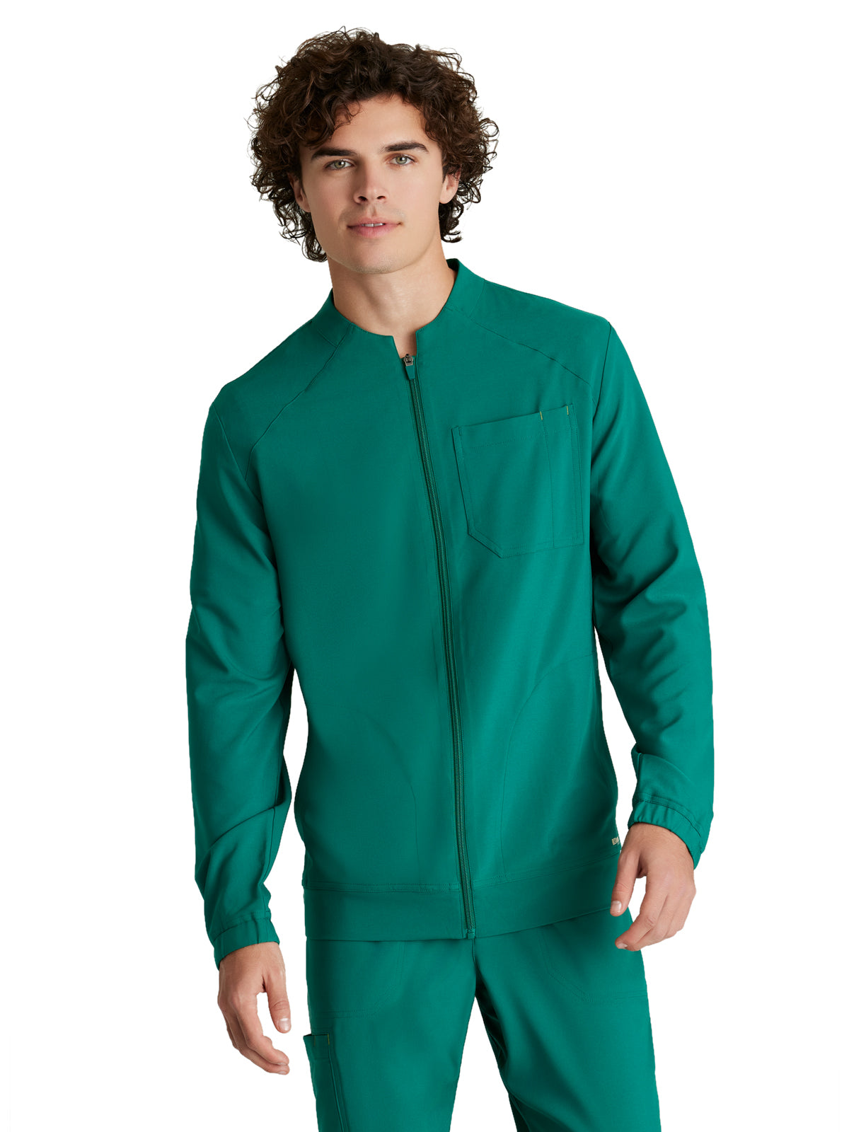 Men's Three-Pocket Cycle Warm Up Scrub Jacket - GSSW887 - Hunter Green
