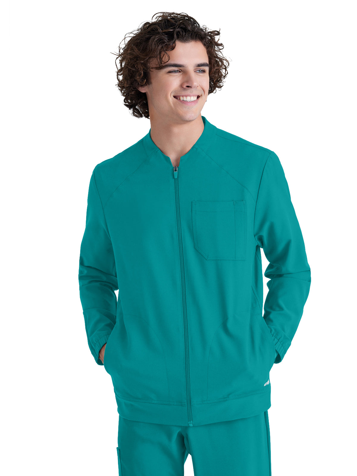 Men's Three-Pocket Banded Collar Cycle Scrub Jacket