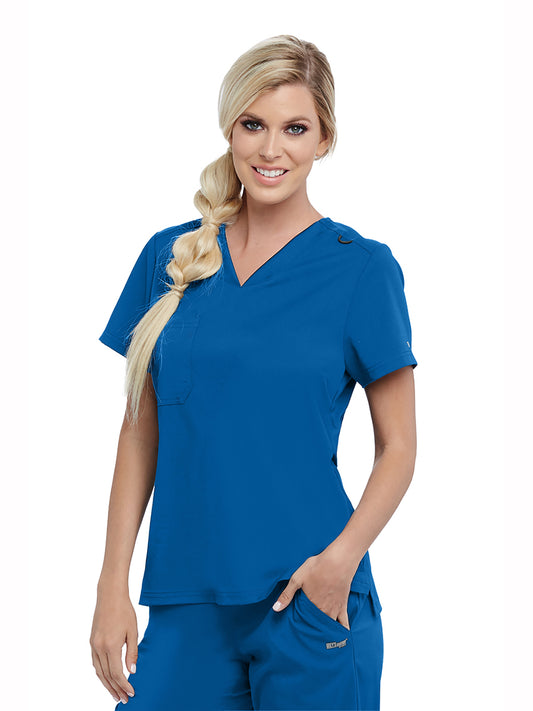 Women's One-Pocket Bree Tuck-In Scrub Top - GVST028 - New Royal