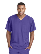 Men's One-Pocket V-Neck Structure Scrub Top - SK0112 - New Grape