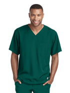 Men's One-Pocket V-Neck Structure Scrub Top - SK0112 - Hunter Green