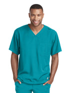 Men's One-Pocket V-Neck Structure Scrub Top - SK0112 - Teal