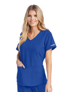 Women's Three-Pocket Curved V-Neck Breeze Scrub Top - SK101 - Galaxy Blue