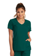 Women's Three-Pocket Crossover V-Neck Reliance Scrub Top - SK102 - Hunter Green