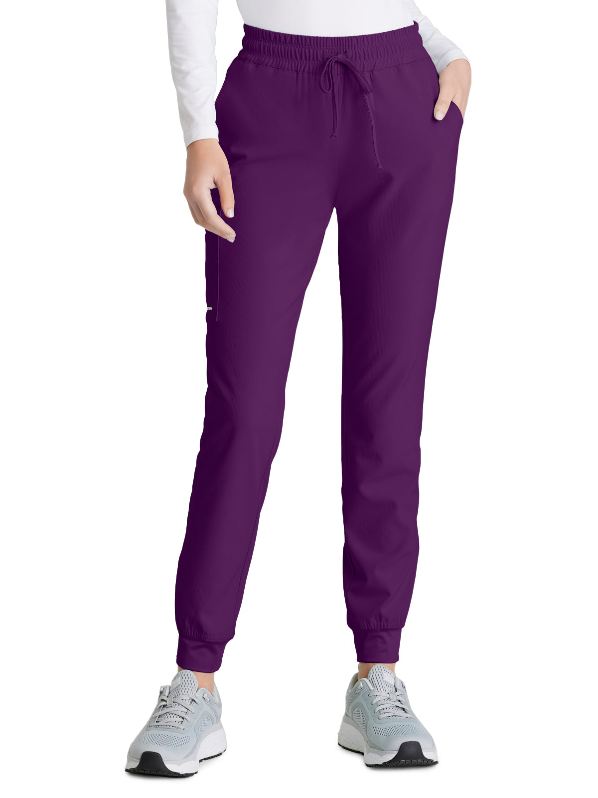 Women's Four-Pocket Low-Rise Theory Jogger Scrub Pant - SKP552 - Eggplant