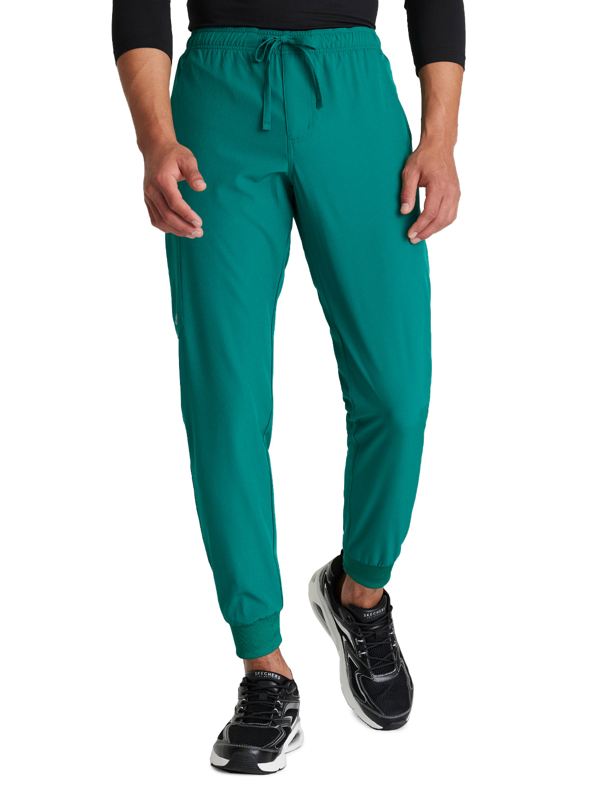 Men's Three-Pocket Drawcord and Zip-Fly Structure Jogger Scrub Pant - SKP572 - Hunter Green