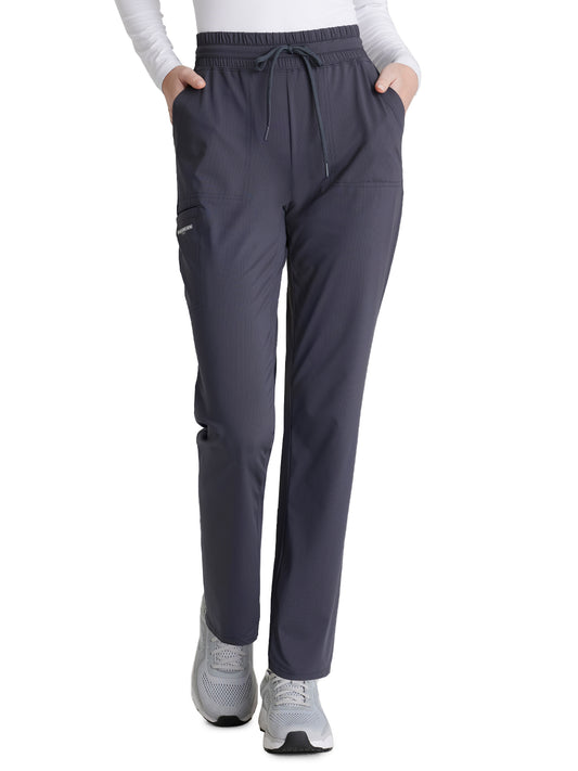 Women's Five-Pocket Shirred Waistband Reach Scrub Pant - SKP668 - Pewter