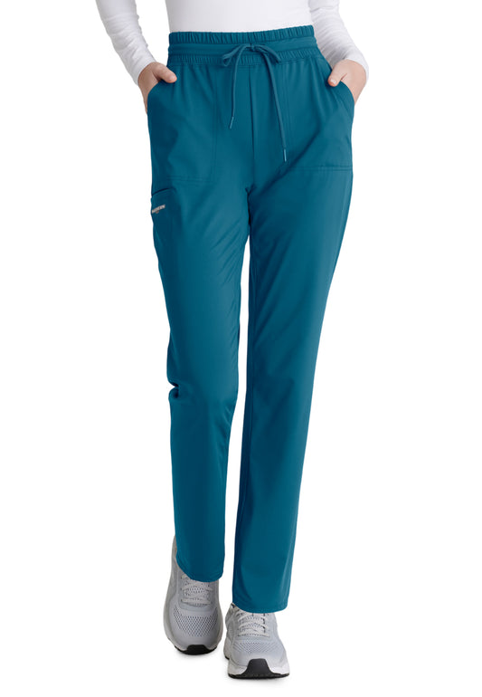 Women's Five-Pocket Shirred Waistband Reach Scrub Pant - SKP668 - Bahama