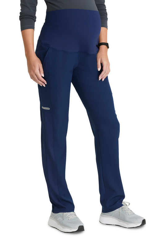 Women's Seven-Pocket Knit Waistband Nurture Maternity Scrub Pant - SKP705 - Navy