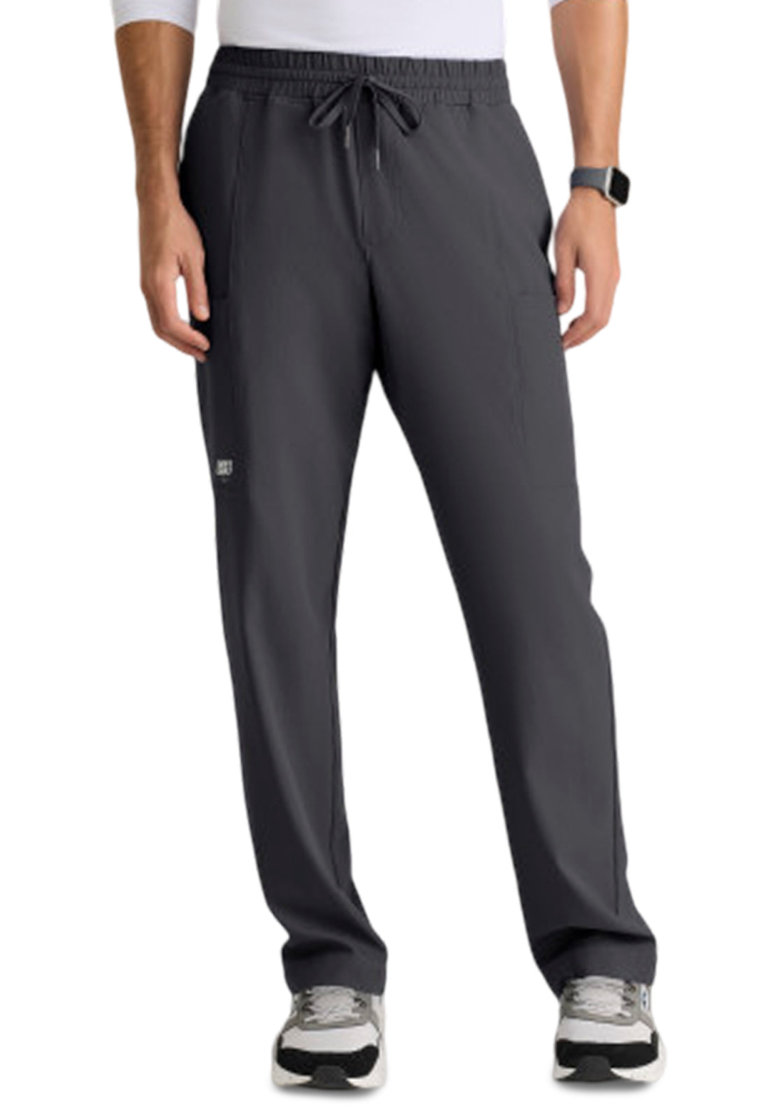 Men's Five-Pocket Elastic Waistband Compass Scrub Pant - SKP718 - Pewter