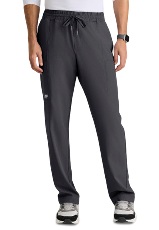Men's Five-Pocket Elastic Waistband Compass Scrub Pant - SKP718 - Pewter