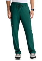 Men's Five-Pocket Elastic Waistband Compass Scrub Pant - SKP718 - Hunter Green