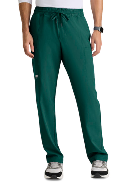 Men's Five-Pocket Elastic Waistband Compass Scrub Pant - SKP718 - Hunter Green