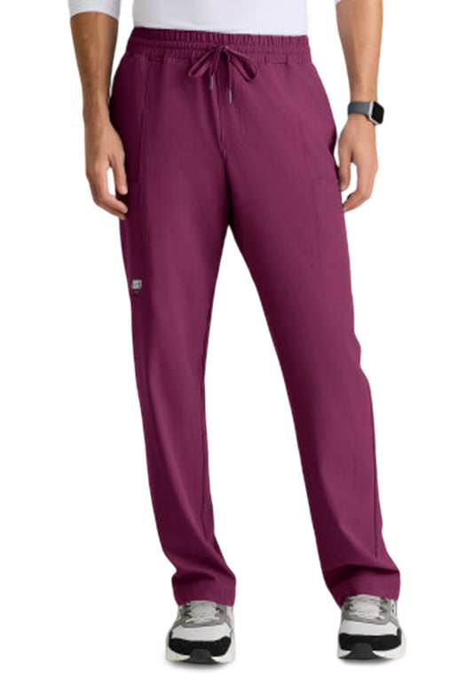 Men's Five-Pocket Elastic Waistband Compass Scrub Pant - SKP718 - Wine