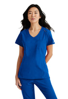 Women's One-Pocket V-Neck Dignity Tuck-In Scrub Top - SKT147 - Galaxy