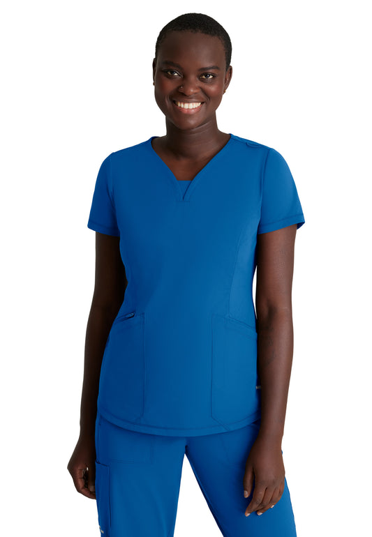 Women's Three-Pocket V-Neck Serene Scrub Top - SKT220 - New Royal