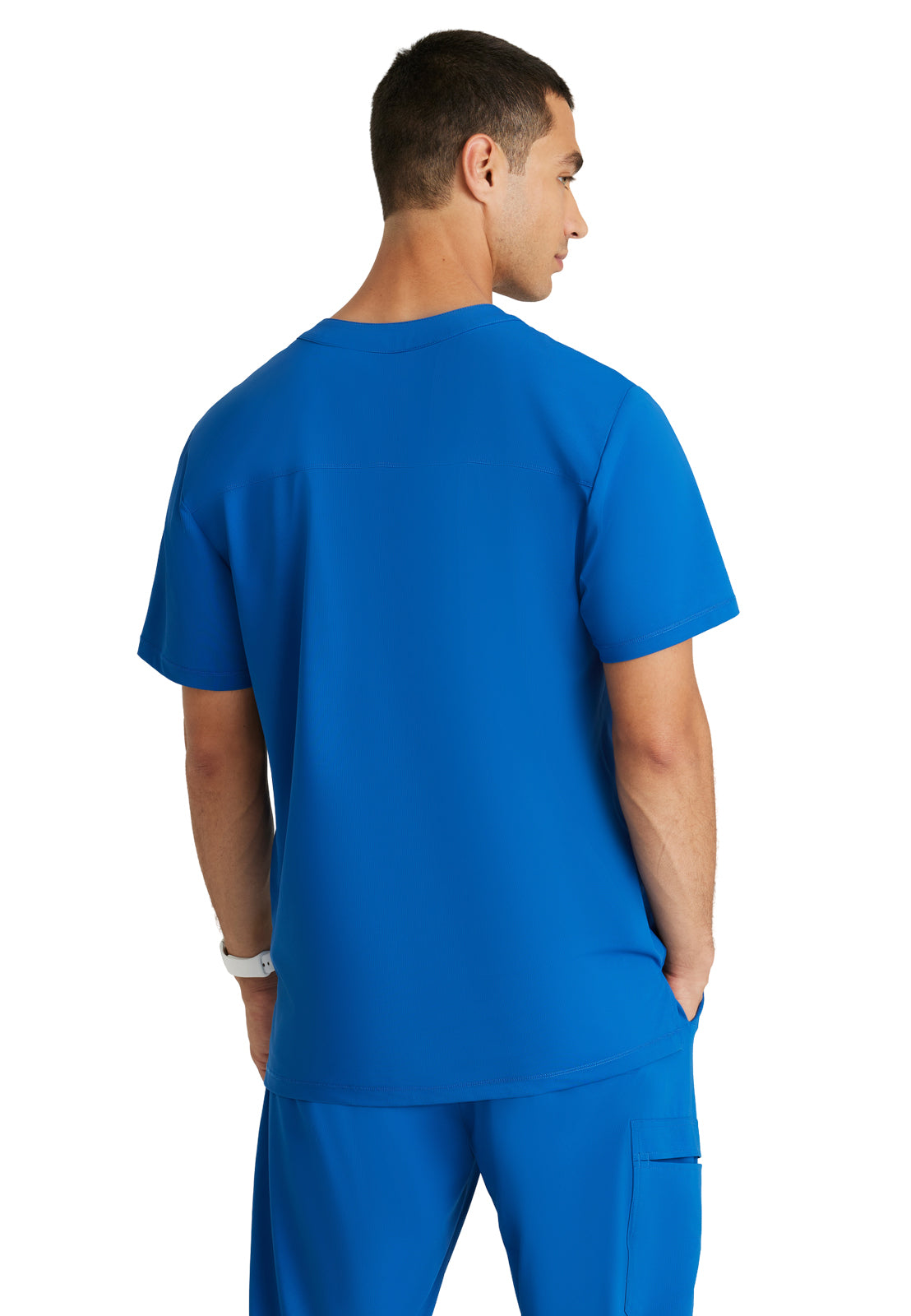 Men's Single Pocket Curved Neck Flex Scrub Top