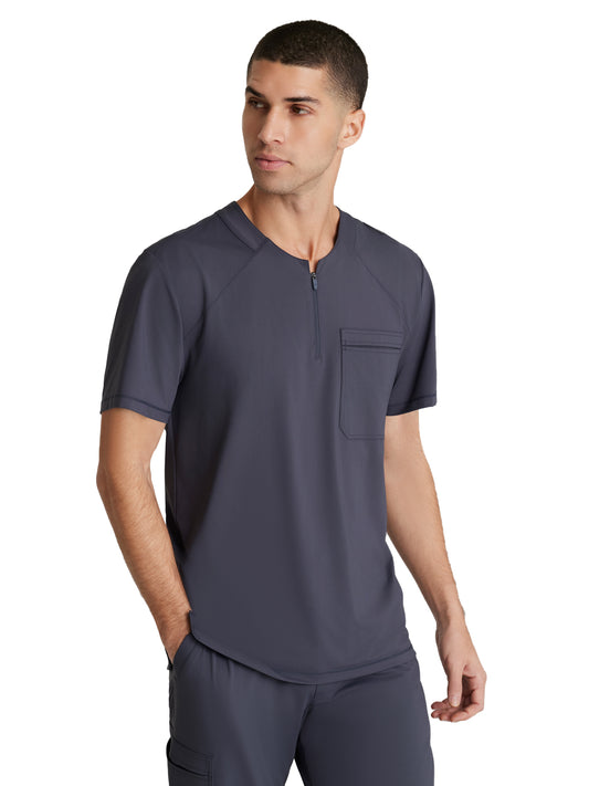 Men's One-Pocket Curved Neck Flex Scrub Top - SKT229 - Pewter