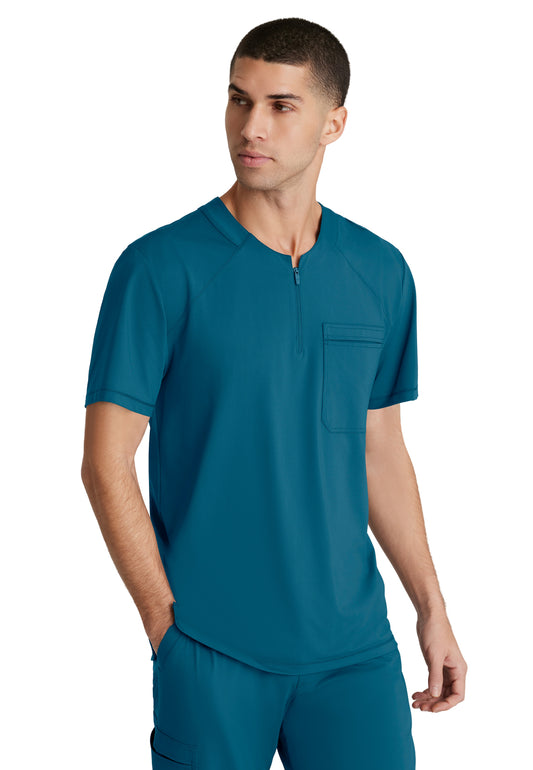 Men's Single Pocket Curved Neck Flex Top