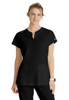 Women's Two-Pocket Placket V-Neck Coast Scrub Top - SKT259 - Black