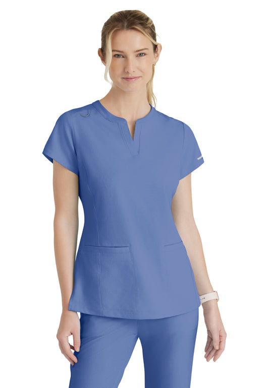 Women's Two-Pocket Placket V-Neck Coast Scrub Top - SKT259 - Ciel Blue
