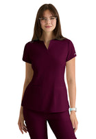 Women's Two-Pocket Placket V-Neck Coast Scrub Top - SKT259 - Wine