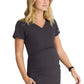Women's One-Pocket Banded V-Neck Bloom Maternity Scrub Top - SKT269 - Pewter