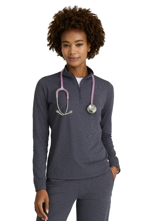 Women's Mock Neck Long Sleeve Atlas Scrub Top - SKT274 - Pewter