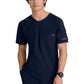 Men's Three-Pocket Round Neck Station Scrub Top - SKT277 - Navy