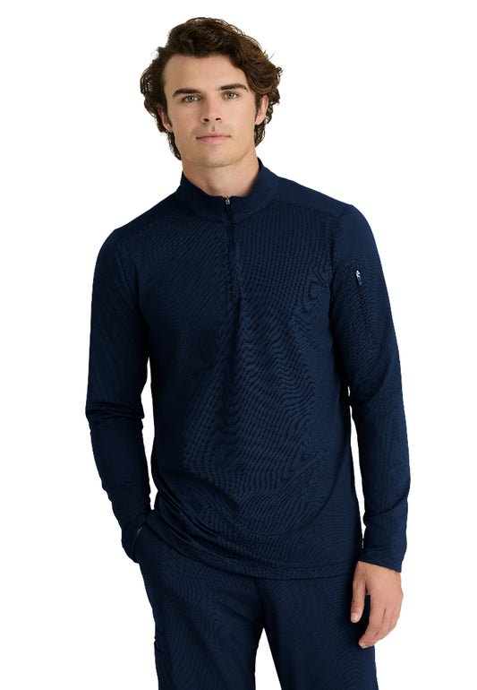 Men's One-Pocket Mock Neck Long Sleeve Propel Scrub Top - SKT280 - Navy