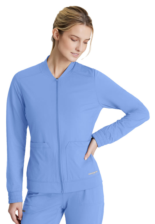 Women's 3 Pocket Front Zipper Warm-up Contour Scrub Jacket