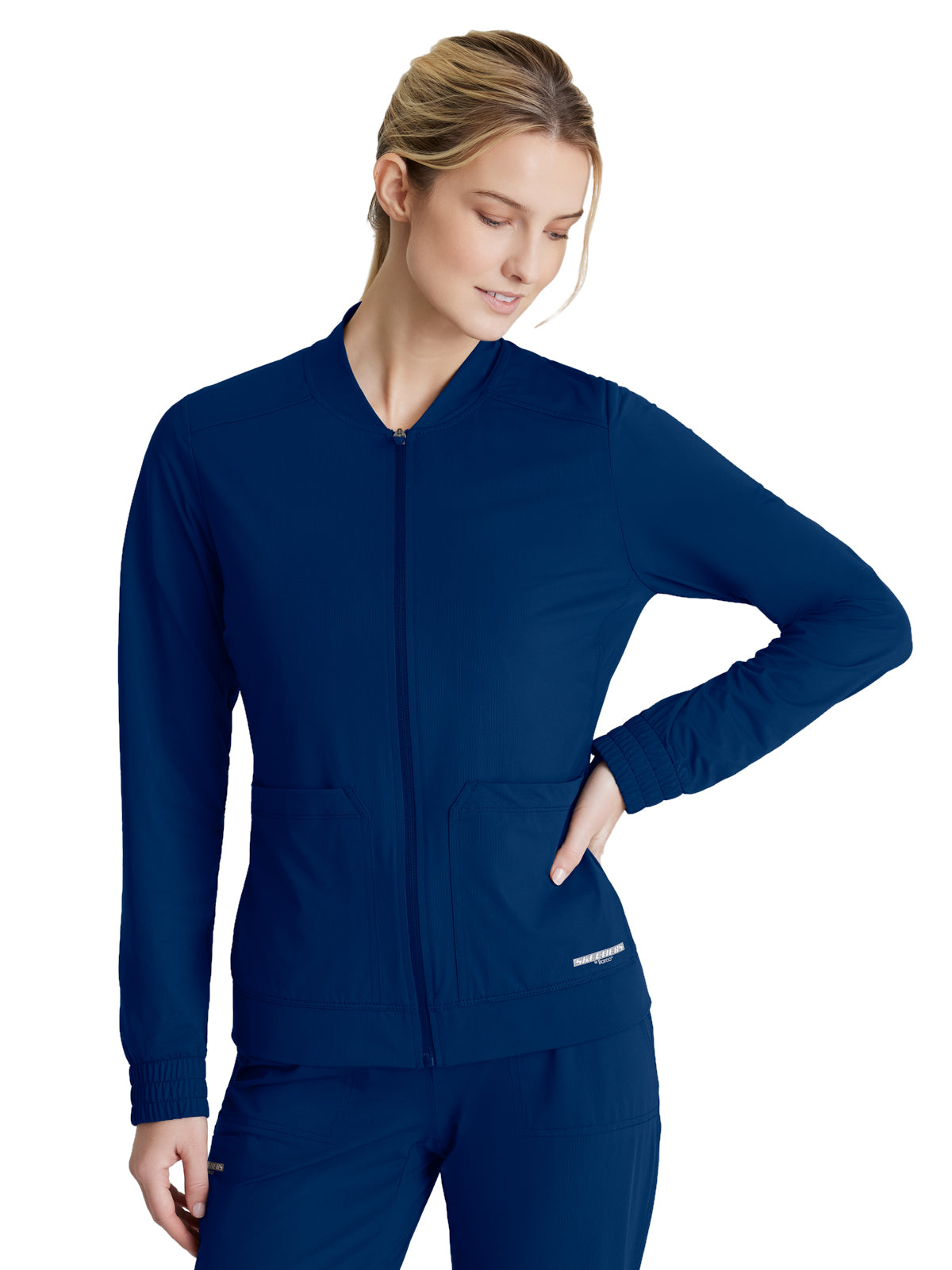 Women's 3 Pocket Front Zipper Warm-up Contour Scrub Jacket