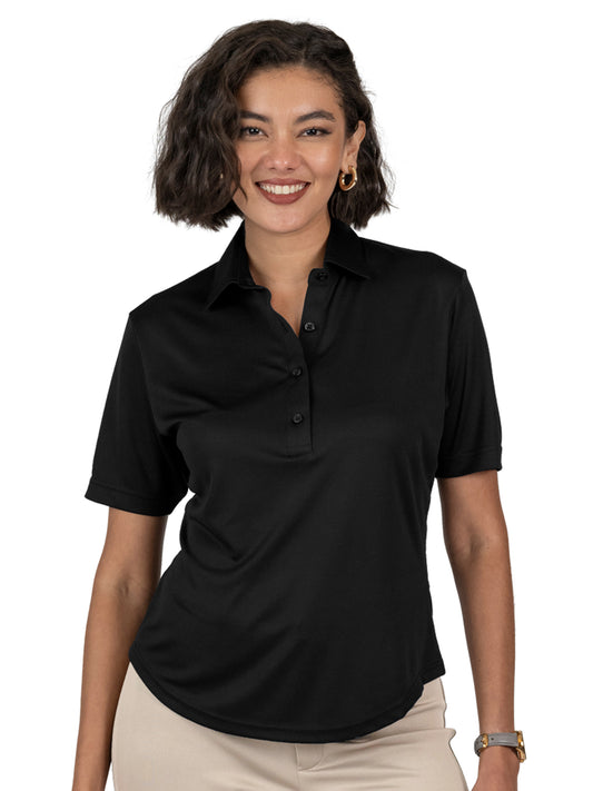 Women's Pocketless Bonded Collar Dress Polo - BG6007 - Black