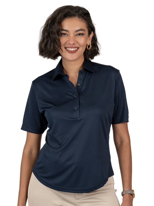 Women's Pocketless Bonded Collar Dress Polo - BG6007 - Navy