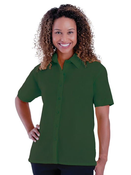 Women's Pocketless Short Sleeve Poplin Shirt - BG6210S - Hunter