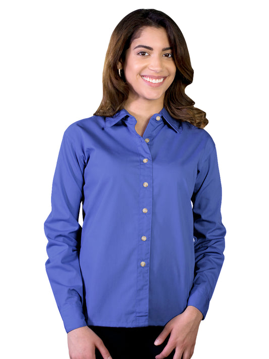 Women's Pocketless Long Sleeve Superblend Poplin Shirt - BG6216 - French Blue