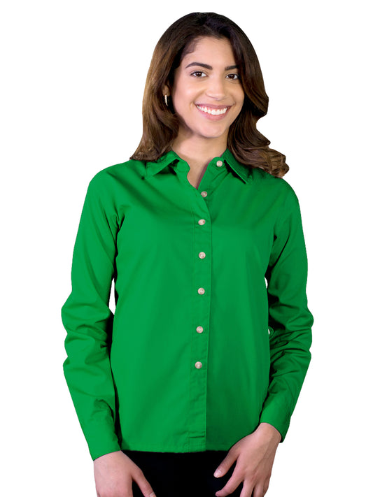 Women's Pocketless Long Sleeve Superblend Poplin Shirt - BG6216 - Kelly