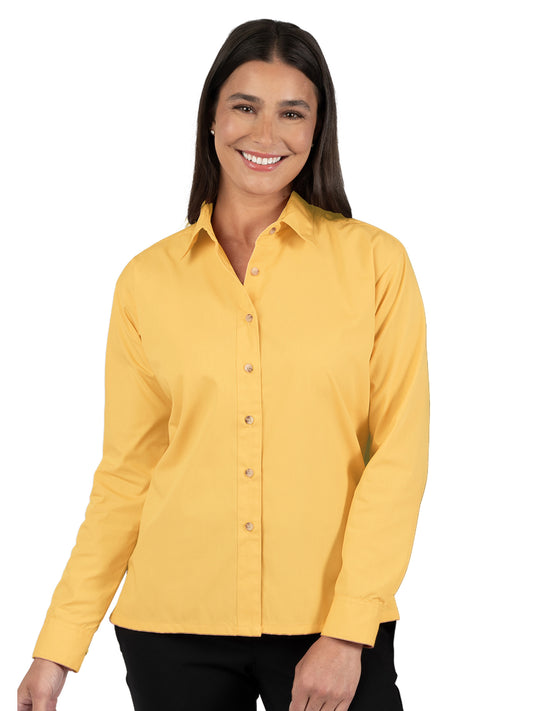 Women's Pocketless Long Sleeve Superblend Poplin Shirt - BG6216 - Yellow