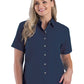 Women's Pocketless Short Sleeve Superblend Poplin Shirt - BG6216S - Navy