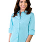 Women's Pocketless 3/4-Sleeve Stretch Poplin Shirt - BG6218 - Aqua