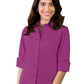 Women's Pocketless 3/4-Sleeve Stretch Poplin Shirt - BG6218 - Berry