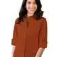 Women's Pocketless 3/4-Sleeve Stretch Poplin Shirt - BG6218 - Burnt Orange