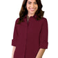 Women's Pocketless 3/4-Sleeve Stretch Poplin Shirt - BG6218 - Burgundy