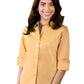 Women's Pocketless 3/4-Sleeve Stretch Poplin Shirt - BG6218 - Maize