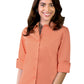 Women's Pocketless 3/4-Sleeve Stretch Poplin Shirt - BG6218 - Salmon