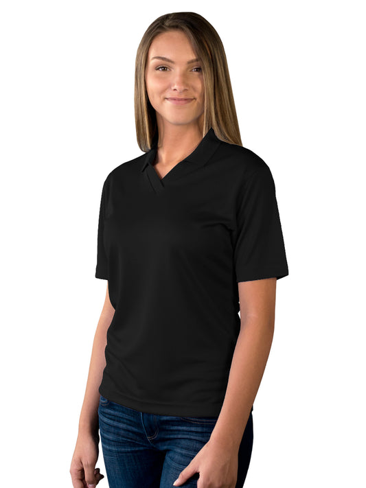 Women's Pocketless Wicking V-Neck Polo - BG6219 - Black
